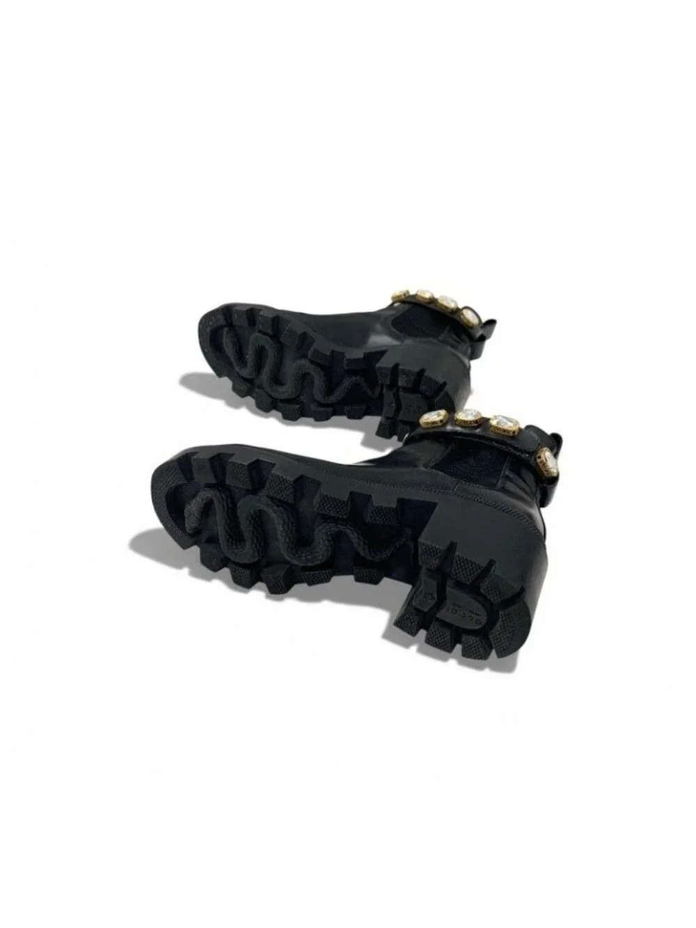 Gucci Short Boots Shoes Leather Black Bijoux GG Marmont Belt Side Gore - Picture 6 of 10